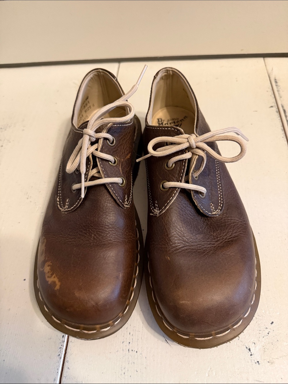 Dr. Martens vintage loafers.  Brown 3-eye style.  Made in England.